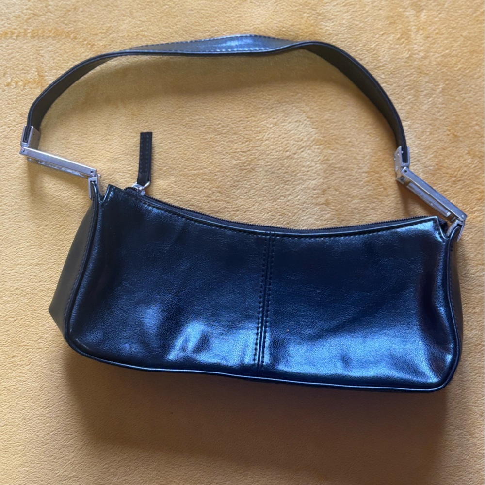 Vintage Elegant Black Leather Shoulder Bag